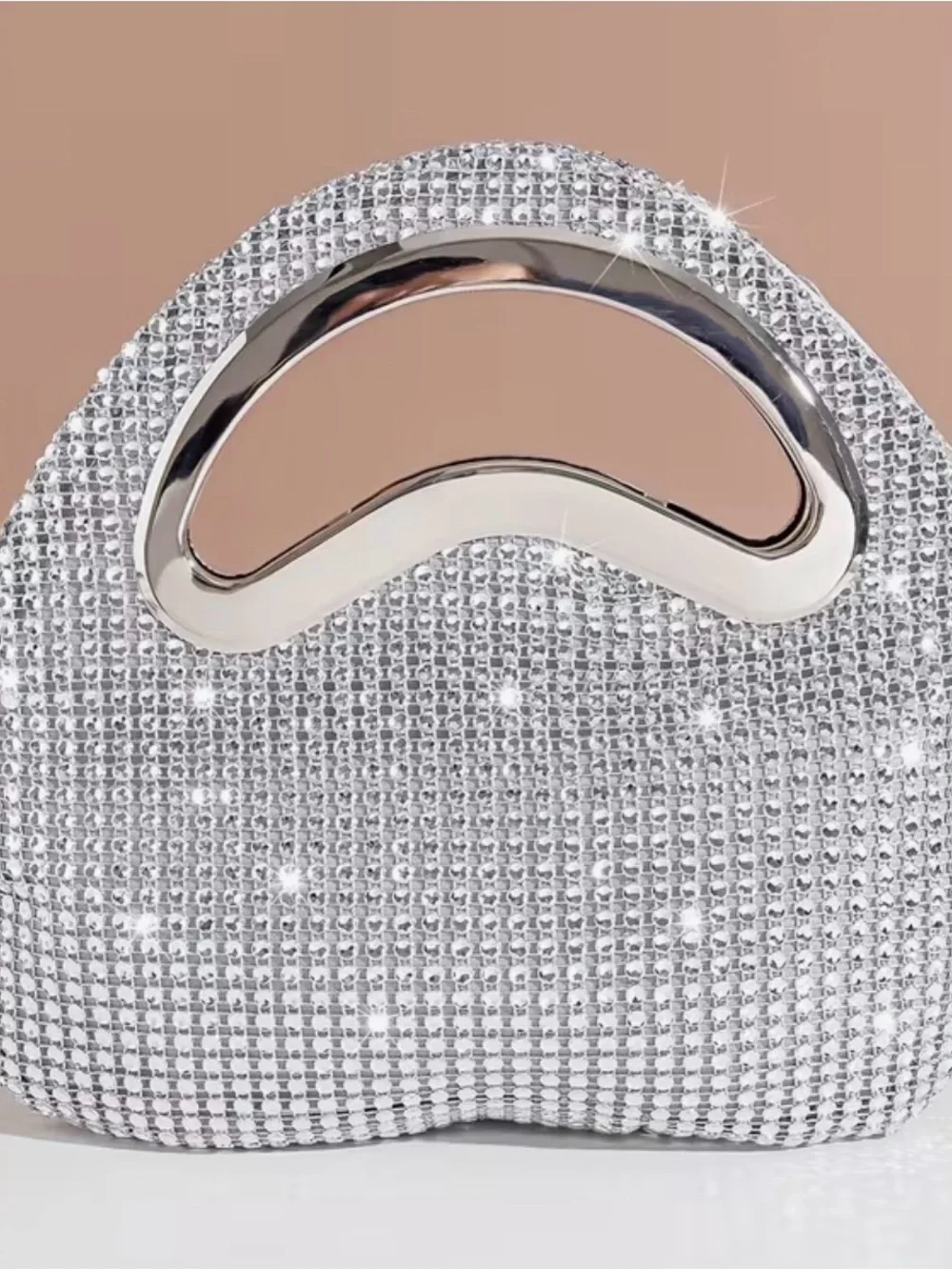 Silver Crystal Evening Bag - Women's Sparkle Clutch